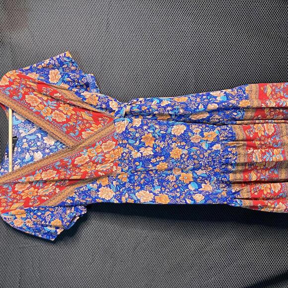 Dresses & Skirts - Zesica Women's Floral Print Wrap Dress - Vibrant Blue & Red - Size Large‎